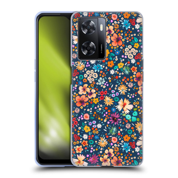 Ninola Colourful Prints Blue Floral Soft Gel Case for OPPO A57s