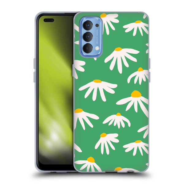 Ninola Colourful Prints Green Daisies Soft Gel Case for OPPO Reno 4 5G