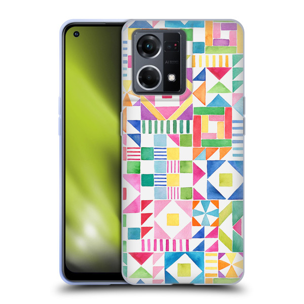 Ninola Colourful Prints Geometric Patchwork Soft Gel Case for OPPO Reno8 4G