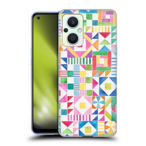 Ninola Colourful Prints Geometric Patchwork Soft Gel Case for OPPO Reno8 Lite