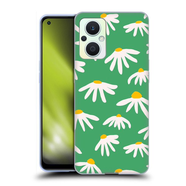 Ninola Colourful Prints Green Daisies Soft Gel Case for OPPO Reno8 Lite