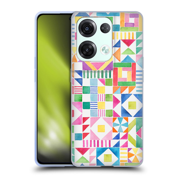 Ninola Colourful Prints Geometric Patchwork Soft Gel Case for OPPO Reno8 Pro