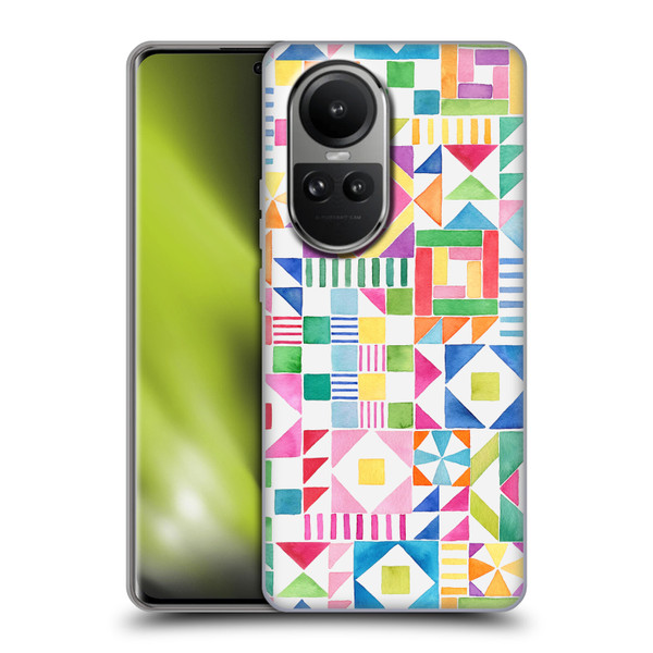 Ninola Colourful Prints Geometric Patchwork Soft Gel Case for OPPO Reno10 5G / Reno10 Pro 5G