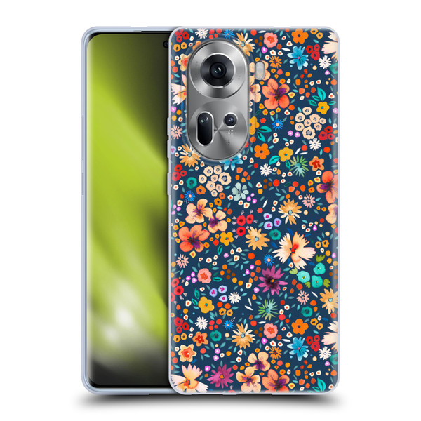 Ninola Colourful Prints Blue Floral Soft Gel Case for OPPO Reno11