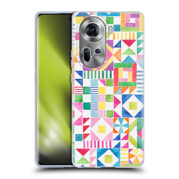 Ninola Colourful Prints Geometric Patchwork Soft Gel Case for OPPO Reno11