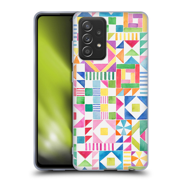 Ninola Colourful Prints Geometric Patchwork Soft Gel Case for Samsung Galaxy A52 / A52s / 5G (2021)