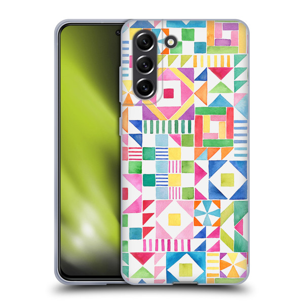 Ninola Colourful Prints Geometric Patchwork Soft Gel Case for Samsung Galaxy S21 FE 5G