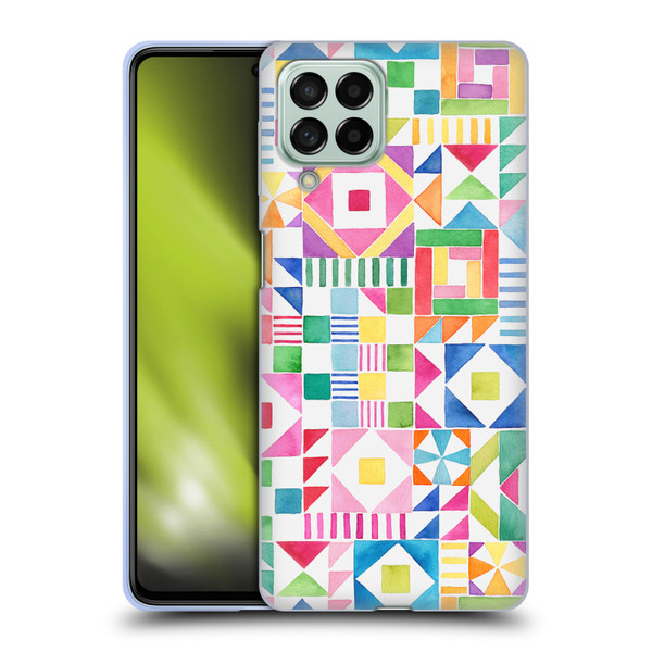Ninola Colourful Prints Geometric Patchwork Soft Gel Case for Samsung Galaxy M53 (2022)