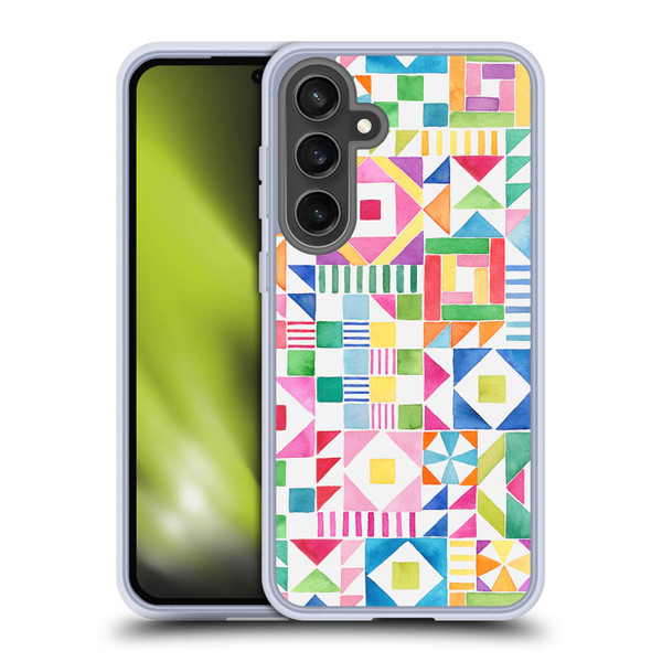 Ninola Colourful Prints Geometric Patchwork Soft Gel Case for Samsung Galaxy S24 FE
