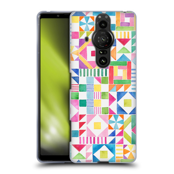 Ninola Colourful Prints Geometric Patchwork Soft Gel Case for Sony Xperia Pro-I