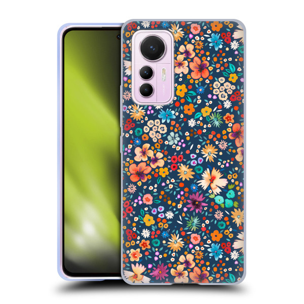 Ninola Colourful Prints Blue Floral Soft Gel Case for Xiaomi 12 Lite