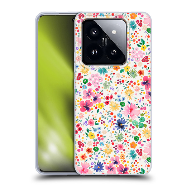 Ninola Colourful Prints Pink Floral Soft Gel Case for Xiaomi 14 Pro