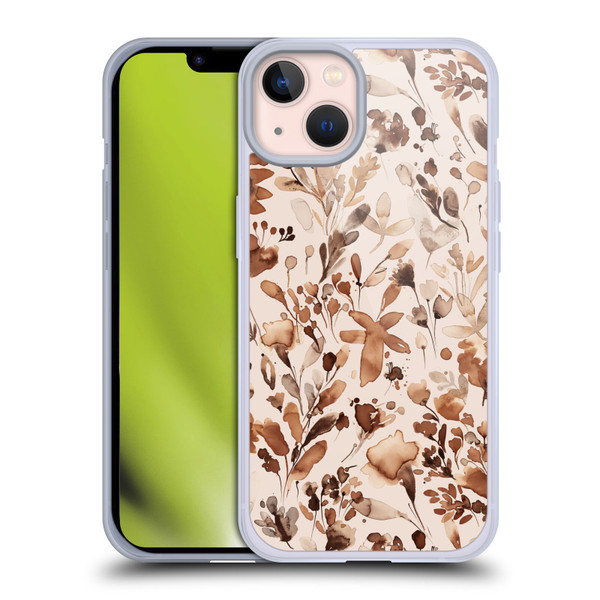 Ninola Flower Patterns Rustic Floral Terracotta Soft Gel Case for Apple iPhone 13