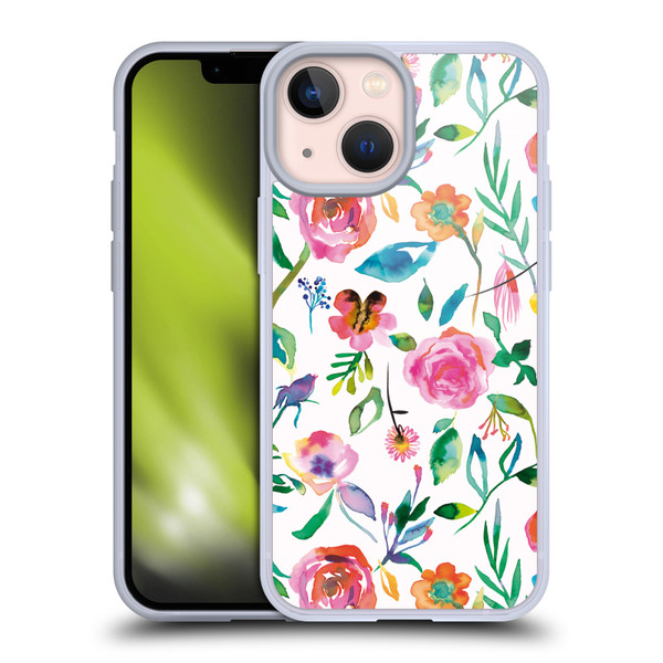 Ninola Flower Patterns Floral Green Soft Gel Case for Apple iPhone 13 Mini