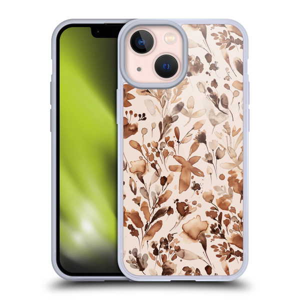 Ninola Flower Patterns Rustic Floral Terracotta Soft Gel Case for Apple iPhone 13 Mini