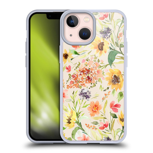 Ninola Flower Patterns Sunflower Plants Autumn Soft Gel Case for Apple iPhone 13 Mini