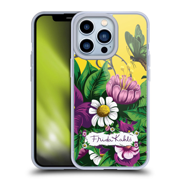 Frida Kahlo Purple Florals Butterfly Soft Gel Case for Apple iPhone 13 Pro