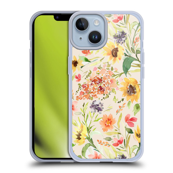 Ninola Flower Patterns Sunflower Plants Autumn Soft Gel Case for Apple iPhone 14