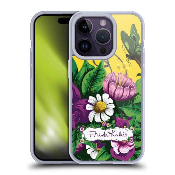 Frida Kahlo Purple Florals Butterfly Soft Gel Case for Apple iPhone 14 Pro