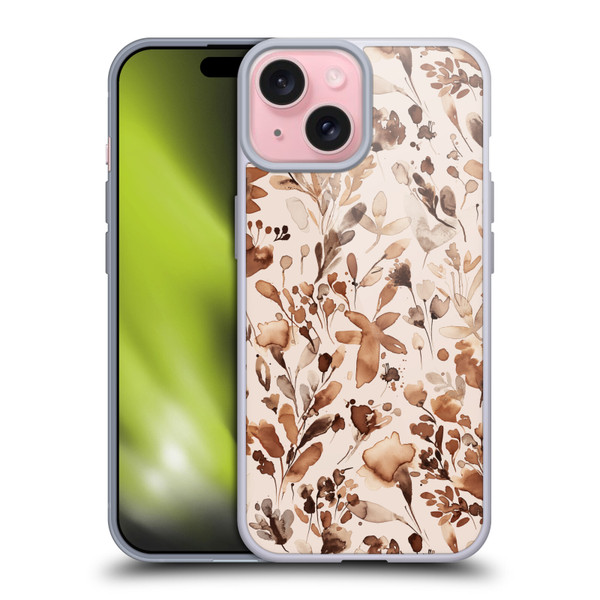 Ninola Flower Patterns Rustic Floral Terracotta Soft Gel Case for Apple iPhone 15