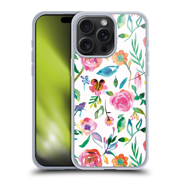 Ninola Flower Patterns Floral Green Soft Gel Case for Apple iPhone 15 Pro Max