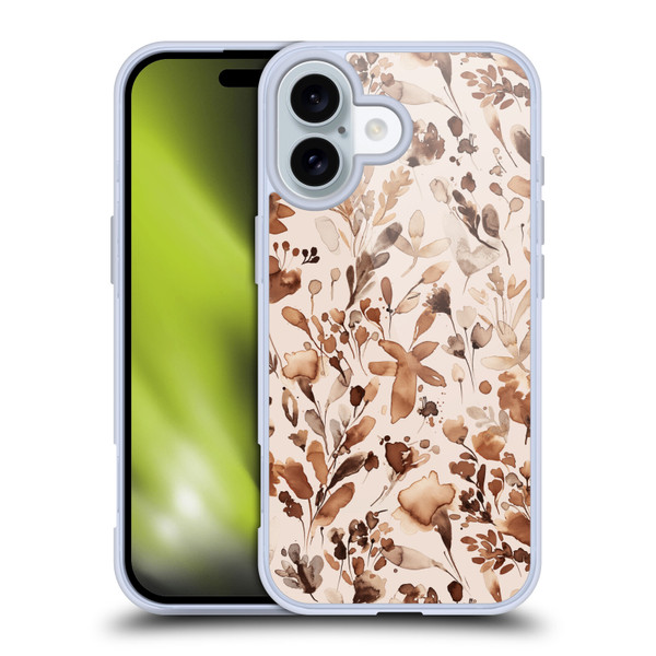 Ninola Flower Patterns Rustic Floral Terracotta Soft Gel Case for Apple iPhone 16