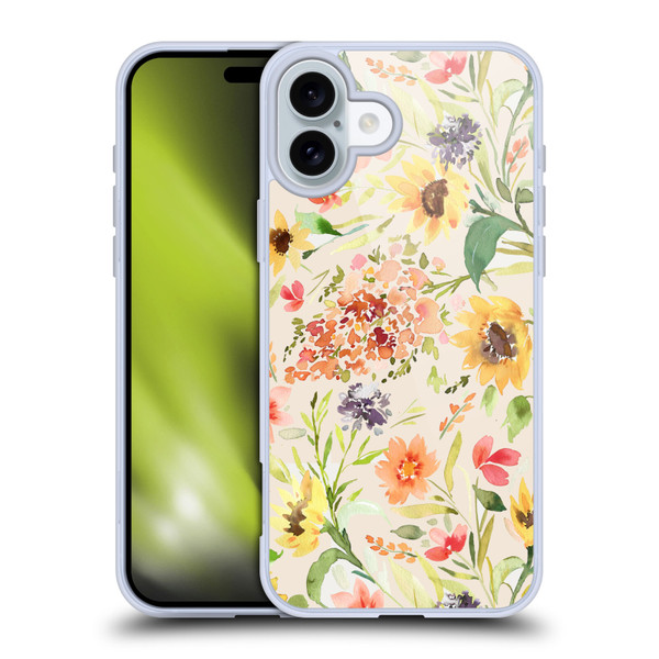 Ninola Flower Patterns Sunflower Plants Autumn Soft Gel Case for Apple iPhone 16 Plus