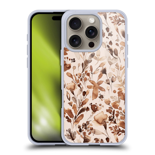 Ninola Flower Patterns Rustic Floral Terracotta Soft Gel Case for Apple iPhone 16 Pro