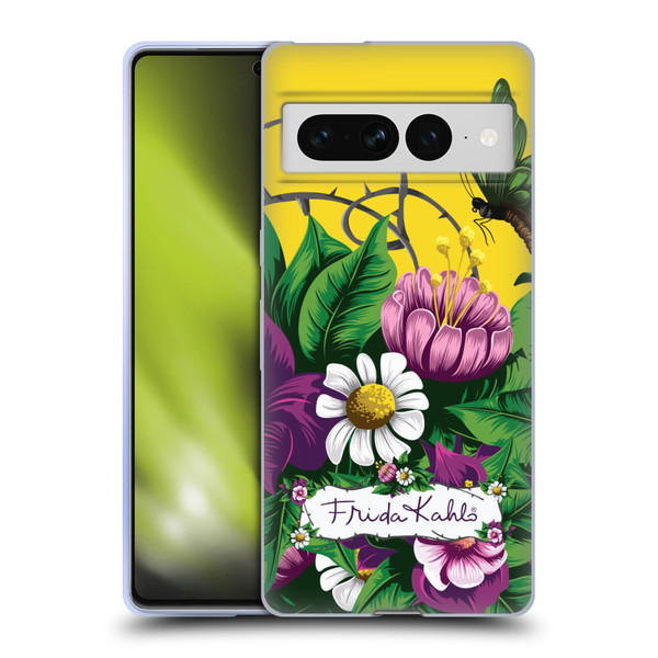Frida Kahlo Purple Florals Butterfly Soft Gel Case for Google Pixel 7 Pro