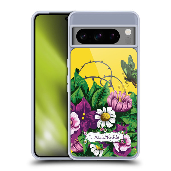 Frida Kahlo Purple Florals Butterfly Soft Gel Case for Google Pixel 8 Pro
