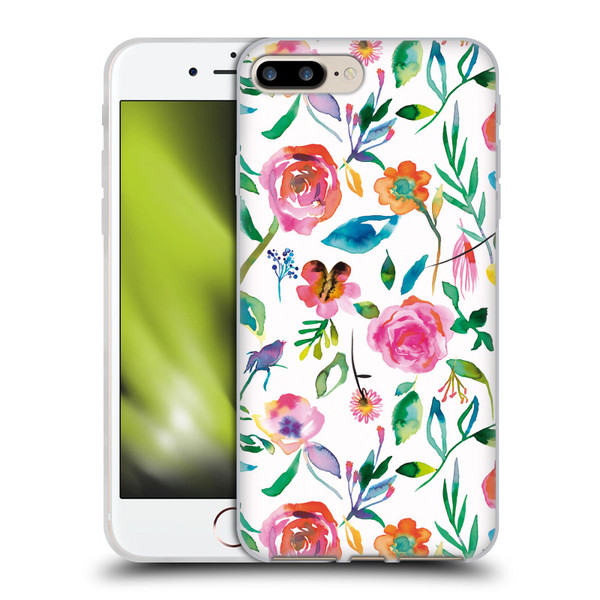 Ninola Flower Patterns Floral Green Soft Gel Case for Apple iPhone 7 Plus / iPhone 8 Plus