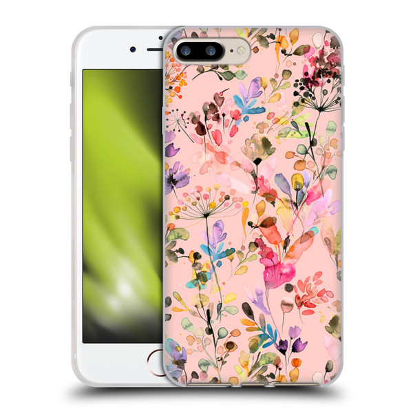 Ninola Flower Patterns Wild Grasses Pink Soft Gel Case for Apple iPhone 7 Plus / iPhone 8 Plus