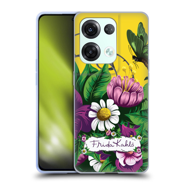 Frida Kahlo Purple Florals Butterfly Soft Gel Case for OPPO Reno8 Pro