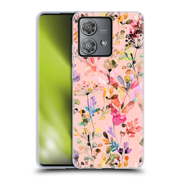 Ninola Flower Patterns Wild Grasses Pink Soft Gel Case for Motorola Edge 40 Neo 5G