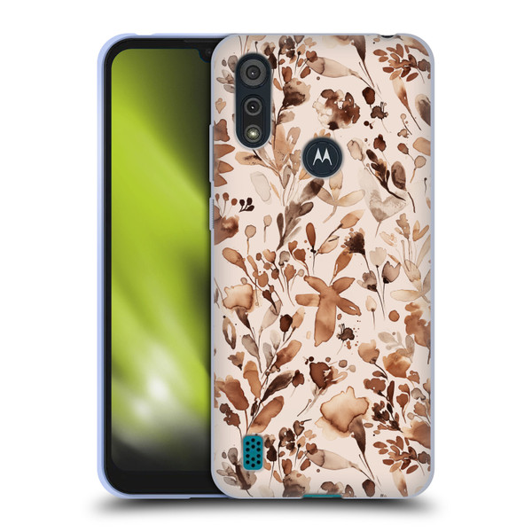 Ninola Flower Patterns Rustic Floral Terracotta Soft Gel Case for Motorola Moto E6s (2020)