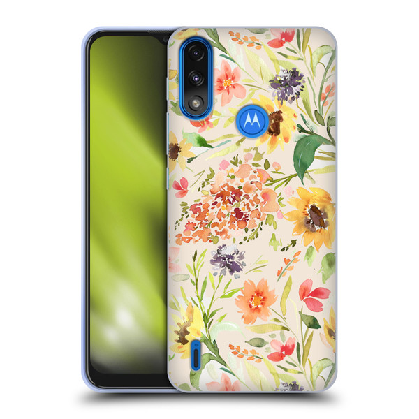 Ninola Flower Patterns Sunflower Plants Autumn Soft Gel Case for Motorola Moto E7 Power / Moto E7i Power