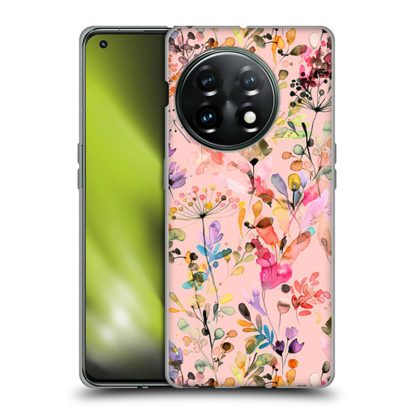 Ninola Flower Patterns Wild Grasses Pink Soft Gel Case for OnePlus 11 5G