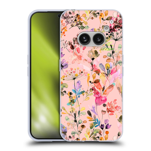 Ninola Flower Patterns Wild Grasses Pink Soft Gel Case for Nothing Phone (2a)