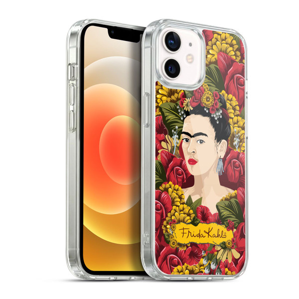 Frida Kahlo Red Florals Portrait Pattern Soft Gel Case for Apple iPhone 12 / iPhone 12 Pro & MagSafe