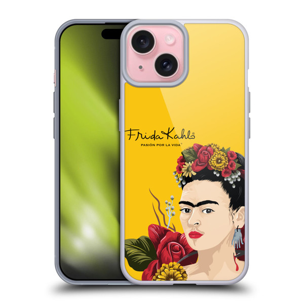 Frida Kahlo Red Florals Portrait Soft Gel Case for Apple iPhone 15 & MagSafe