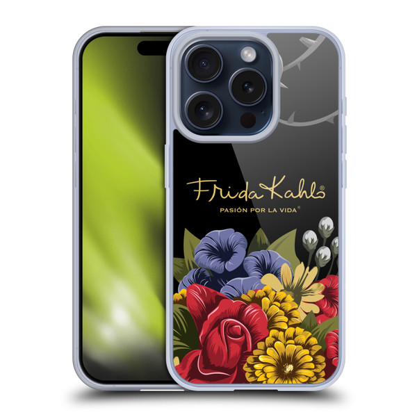 Frida Kahlo Red Florals Efflorescence Soft Gel Case for Apple iPhone 15 Pro & MagSafe