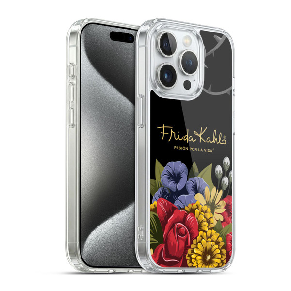Frida Kahlo Red Florals Efflorescence Soft Gel Case for Apple iPhone 15 Pro & MagSafe