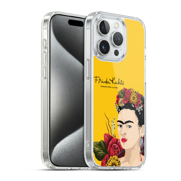 Frida Kahlo Red Florals Portrait Soft Gel Case for Apple iPhone 15 Pro & MagSafe