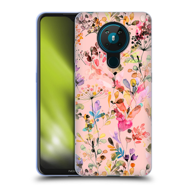 Ninola Flower Patterns Wild Grasses Pink Soft Gel Case for Nokia 5.3