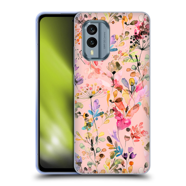 Ninola Flower Patterns Wild Grasses Pink Soft Gel Case for Nokia X30