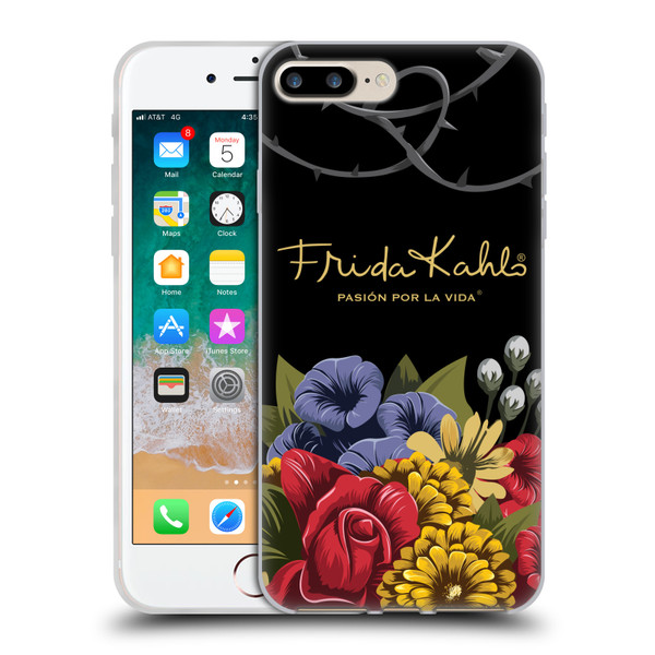 Frida Kahlo Red Florals Efflorescence Soft Gel Case for Apple iPhone 7 Plus / iPhone 8 Plus