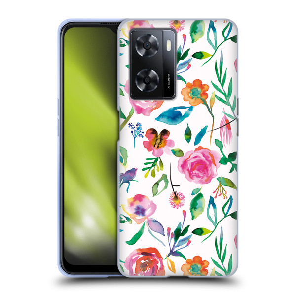 Ninola Flower Patterns Floral Green Soft Gel Case for OPPO A57s