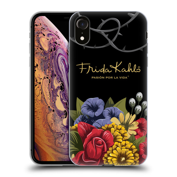 Frida Kahlo Red Florals Efflorescence Soft Gel Case for Apple iPhone XR