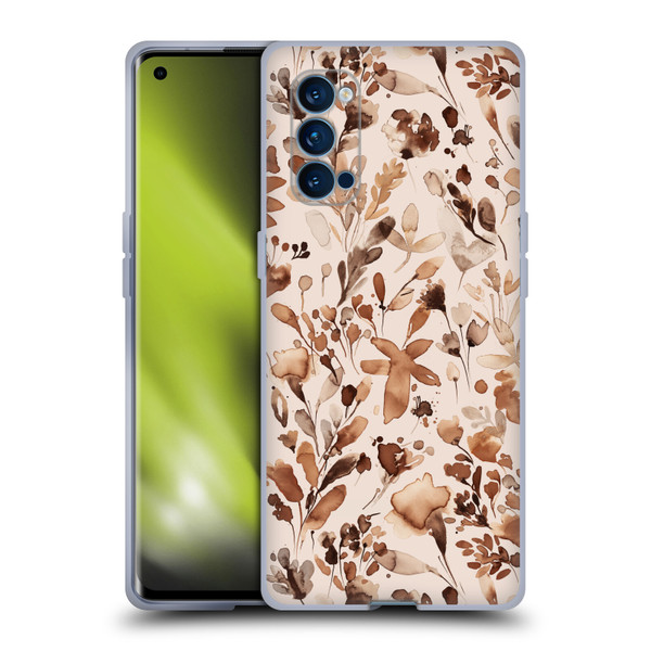 Ninola Flower Patterns Rustic Floral Terracotta Soft Gel Case for OPPO Reno 4 Pro 5G