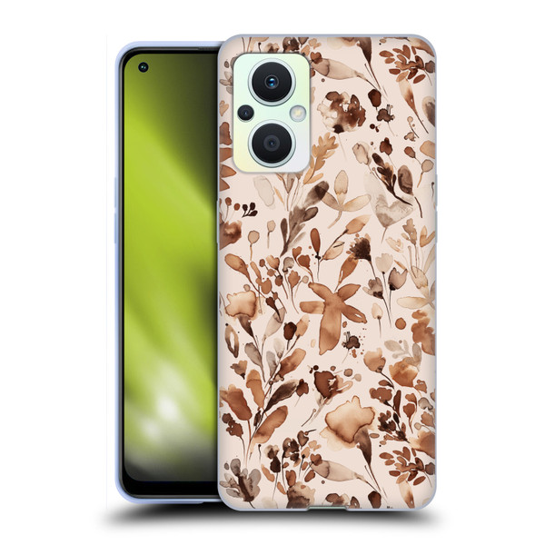 Ninola Flower Patterns Rustic Floral Terracotta Soft Gel Case for OPPO Reno8 Lite